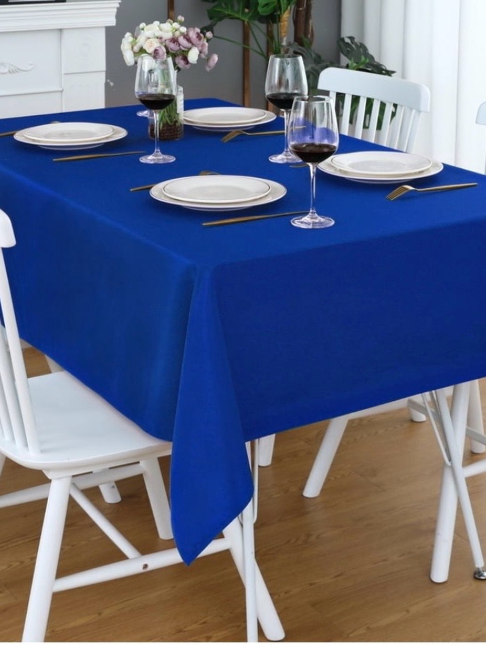 Blue Waterproof Polyester Tablecloth